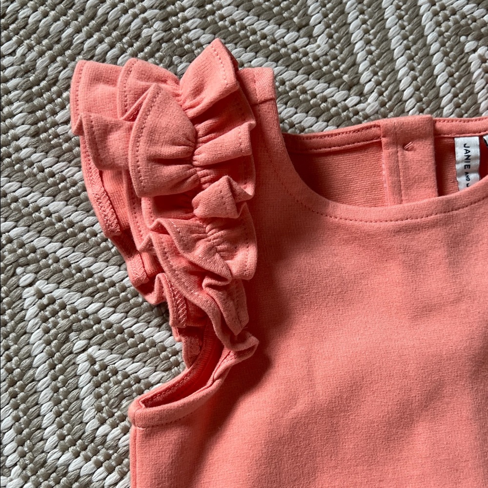 Janie and Jack Coral Ruffle Romper - Picture 4 of 5